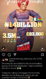 A Tribe Called Judah by Funke Akindele grosses N1.4 billion