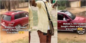 Reactions as SS3 student drives Benz to school