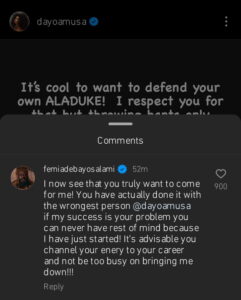 Femi Adebayo responds to Dayo Amusa in a new post