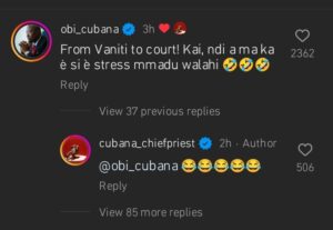 The reaction of Obi Cubana to the Cubana Chief Priest's ordeal with EFCC