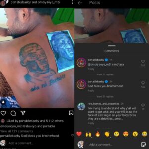 Portable rewards fan for tattooing his face on his body (Photo)