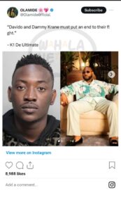 Fuji legend, KWAM 1 orders Dammy Krane, Davido to end fight